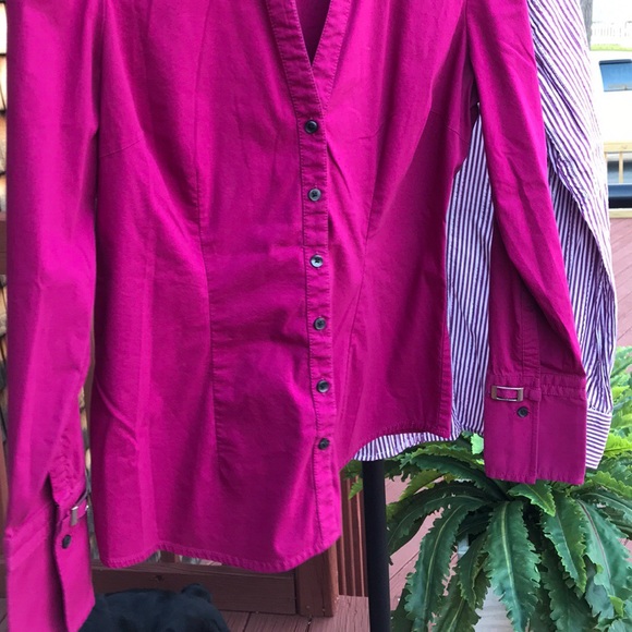Express Raspberry button down shirt w buckle cuff - Picture 2 of 5